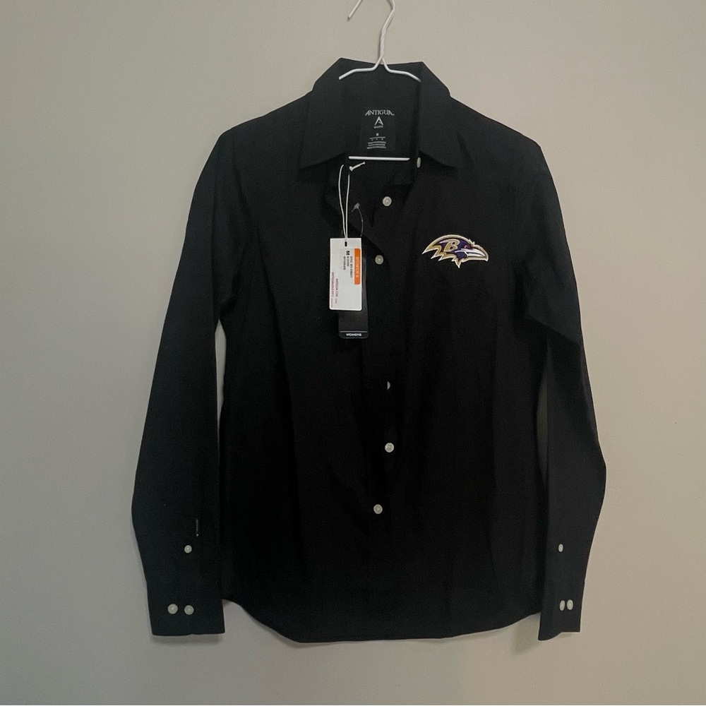 Antigua NFL‎ Women's Black Button-Down Shirt with Embroidered Logo Size Medium